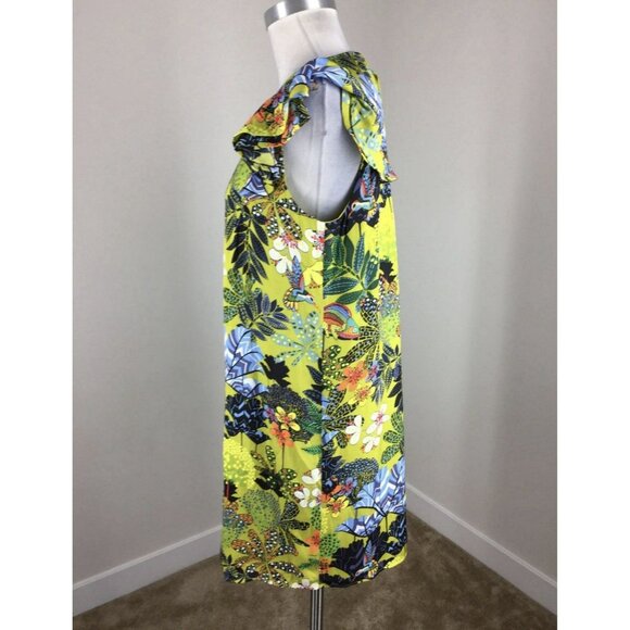 Ann Taylor Loft M Floral Shift dress Multi color Flutter flounced sleeve Boho - Picture 2 of 11